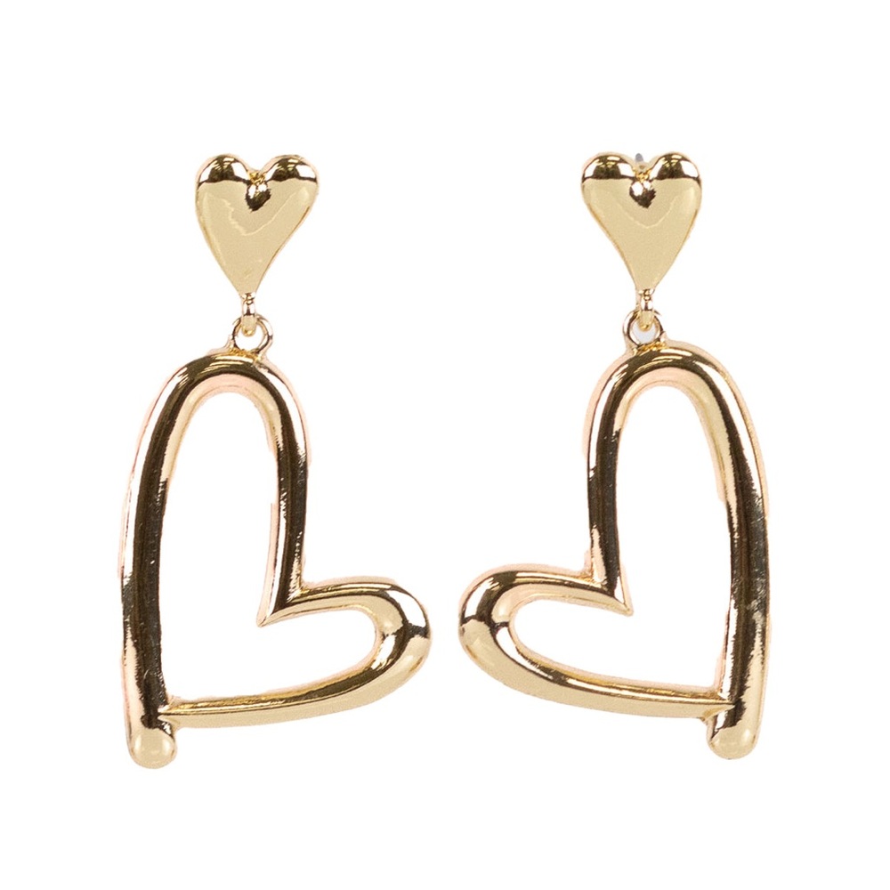 NWT Gold Heart Drop Earrings